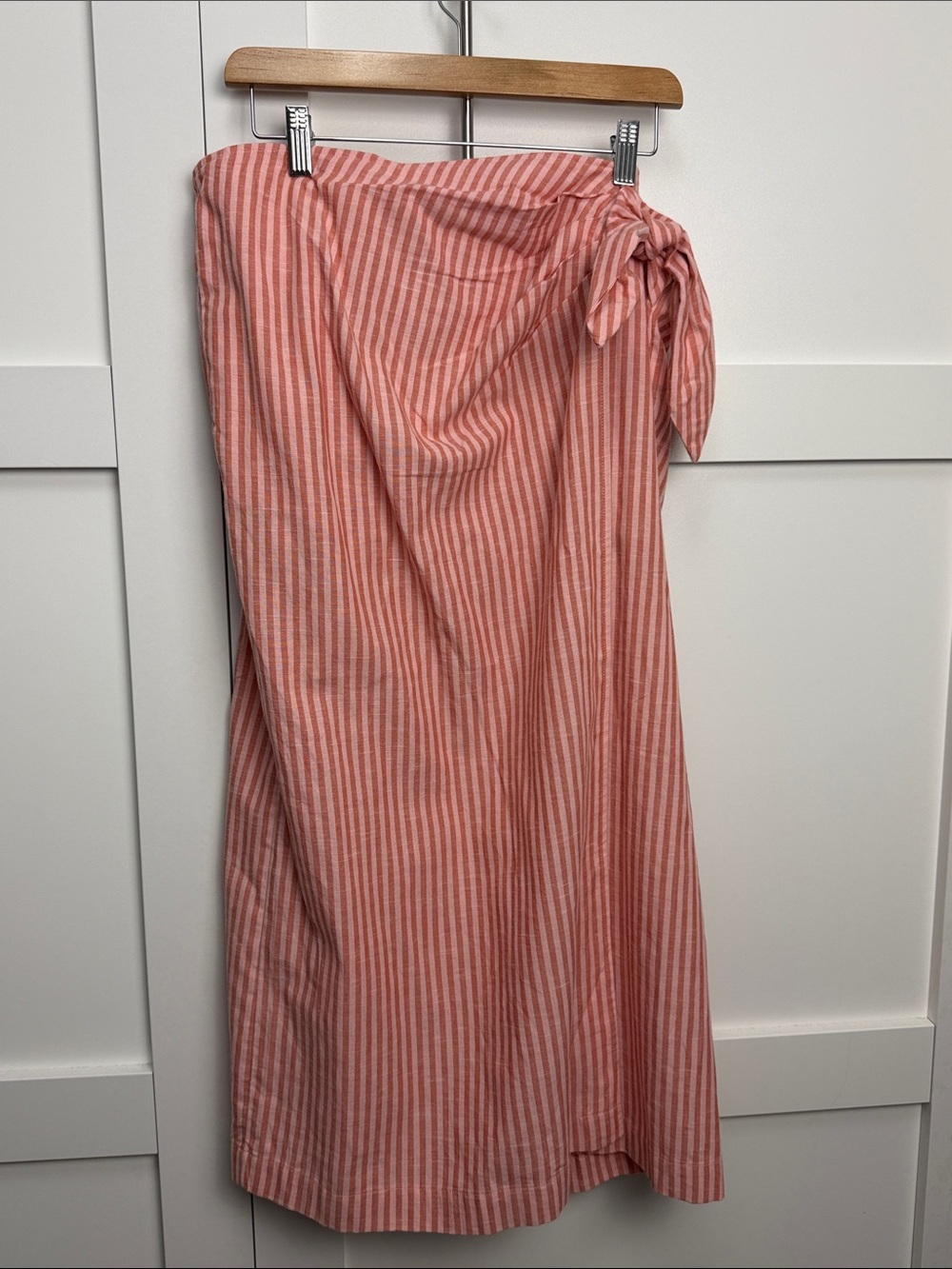 Universal Thread Striped Faux Wrap Midi Skirt